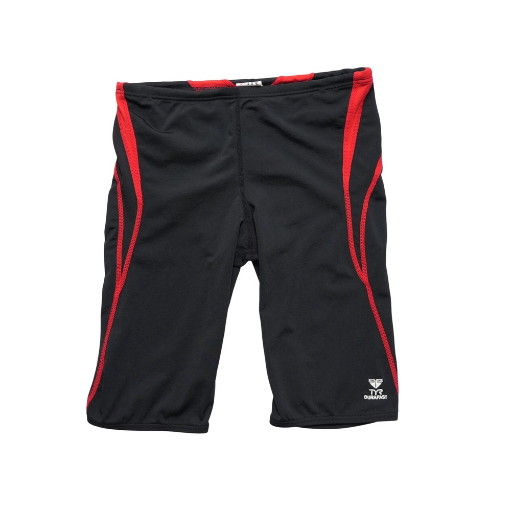 TYR Durafast Jammer Mens 32 Black Red Swim Compression‎ Shorts Training